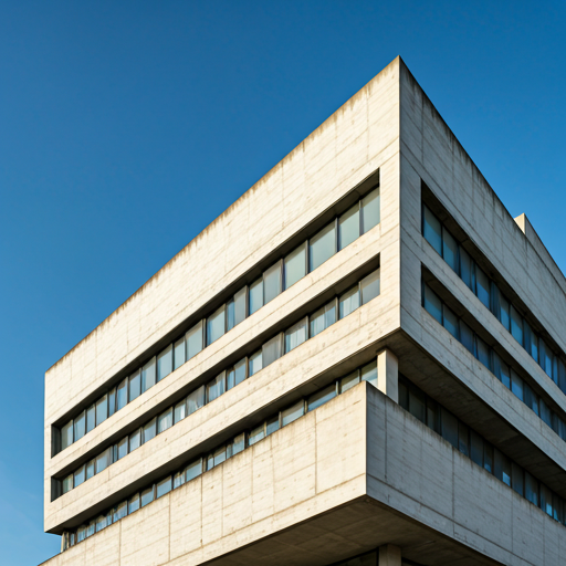 Edificio institucional visto desde abajo
